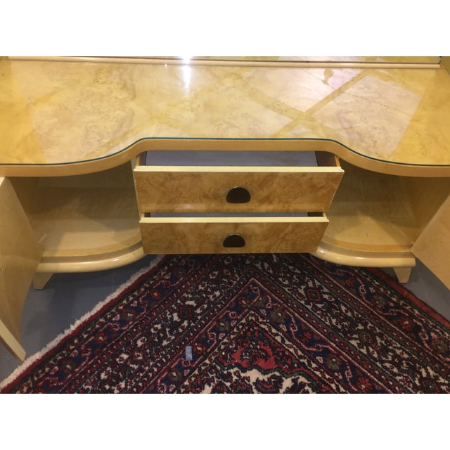 MidCentury Blond Wood Vanity with Mirror Chairish