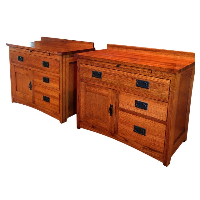 Restoration Hardware Mission Style Oak Nightstands a Pair Chairish
