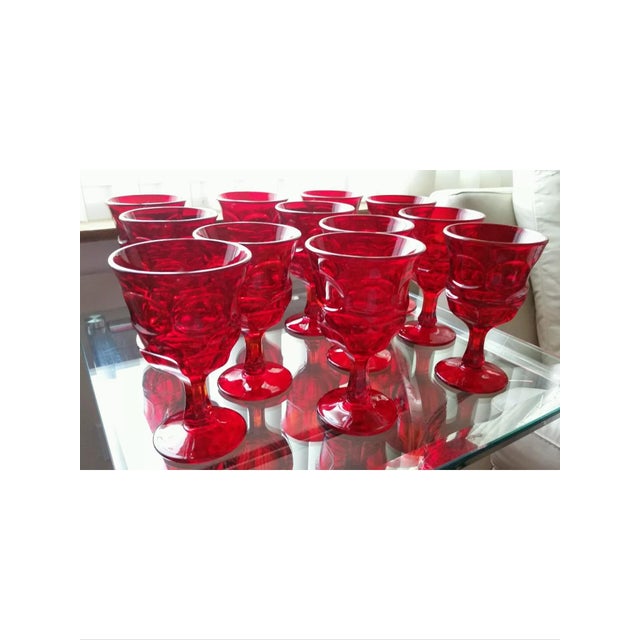 Mid Century Bright Red Water Goblets Set of 6 Chairish