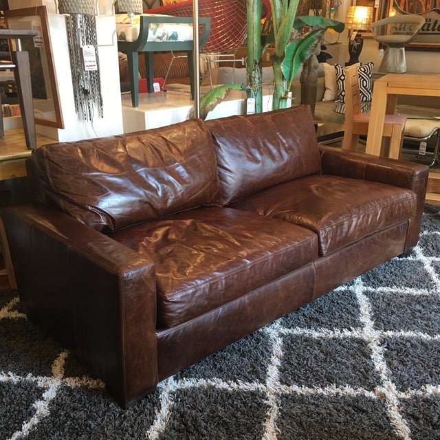Restoration Hardware Petite Maxwell Leather Sofa | Chairish