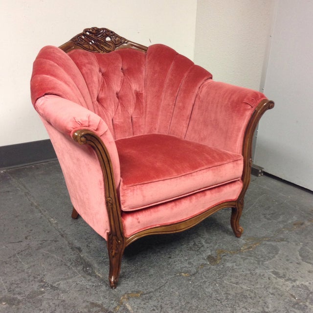 Vintage Tufted Pink Velvet Chair | Chairish