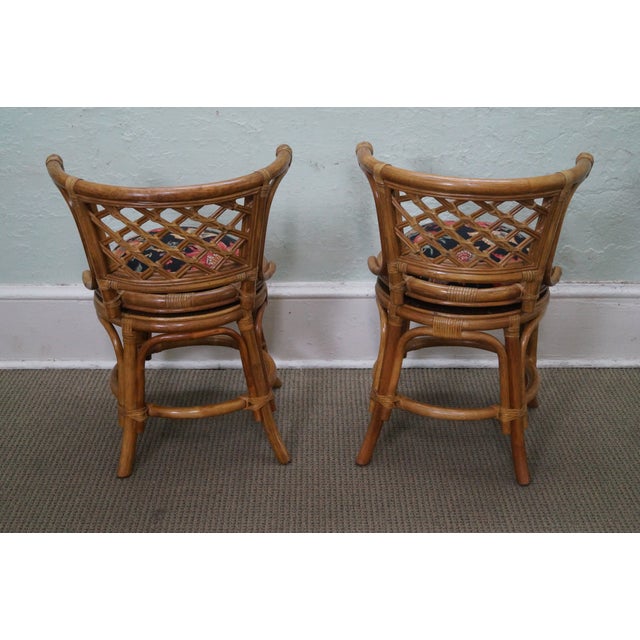 Vintage Rattan Bamboo Swivel Barrel Back Chair - 2 | Chairish