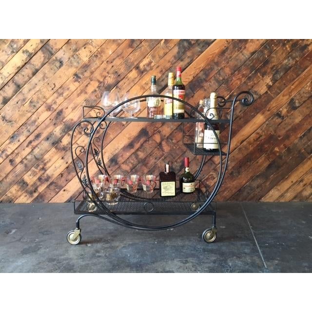 1940's Salterini Wrought Iron Rolling Outdoor Bar Serving Cart Chairish