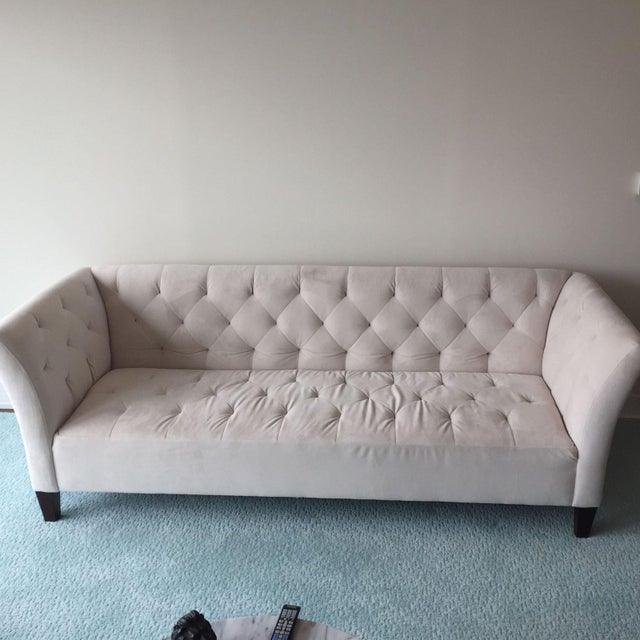Tufted Sofa in Ivory Velvet Chairish