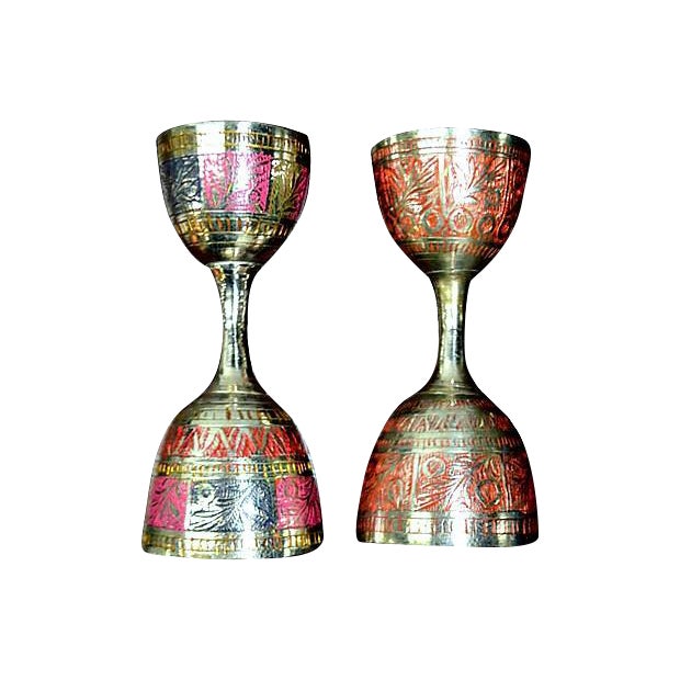Double Jigger Shot Glass Brass Pair Chairish