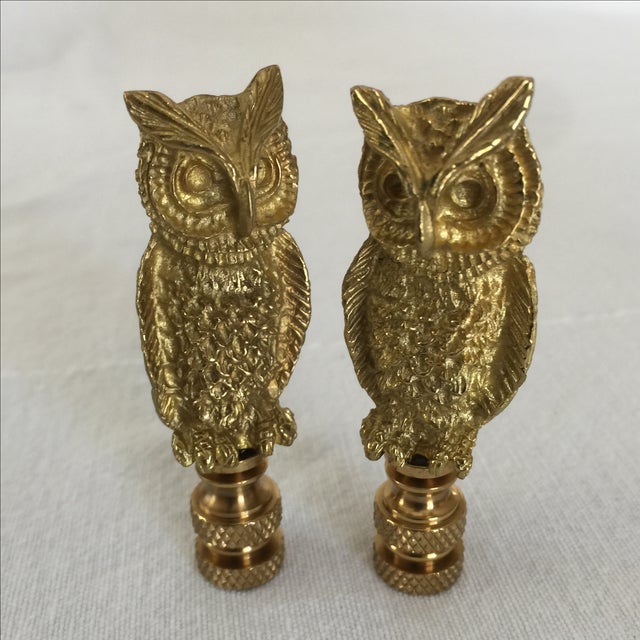 Brass Owl Lamp Finials Pair Chairish