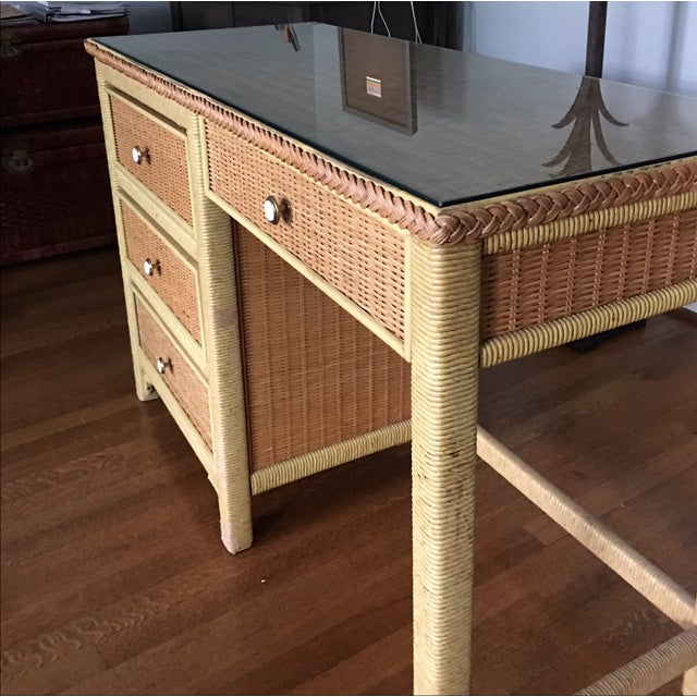Henry Link MidCentury Wicker Desk Chairish