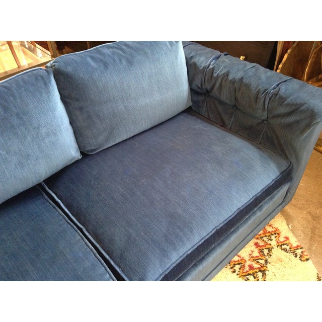 1970s Blue Velvet Tuxedo Sofa Chairish