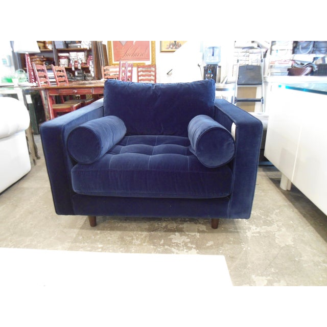 Navy Blue Velvet Armchair Chairish