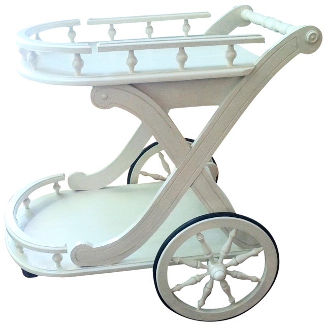 Wooden Tea Cart on Spoke Wheels Chairish