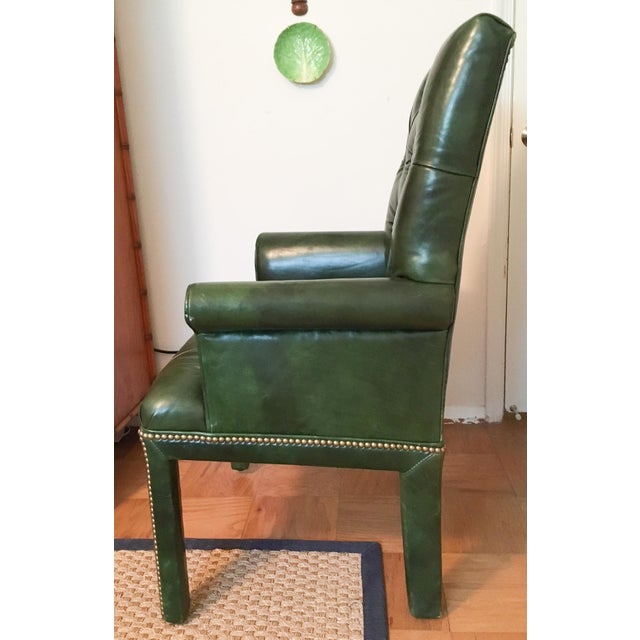 MT Company Emerald Green Leather Armchair | Chairish
