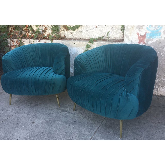 Glam Teal Velvet Club Chairs A Pair Chairish