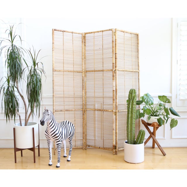 Vintage Bamboo & Rattan Folding Screen Room Divider Chairish