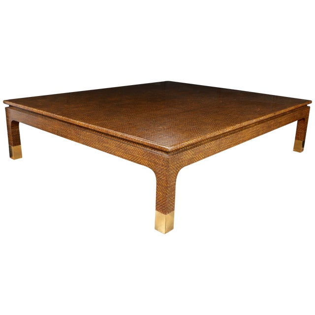 Raffia Covered Coffee Table by Harrison Van Horn Chairish