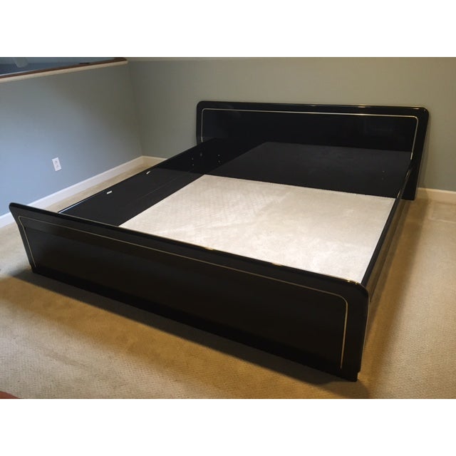 Black Lacquer & Brass Trim King Bed Chairish