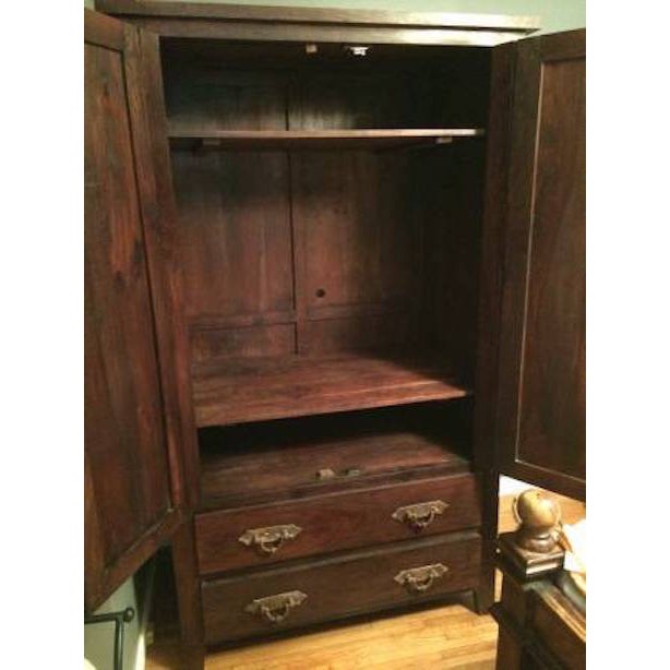 Eastern Rustic Dark Brown Wood Armoire Chairish