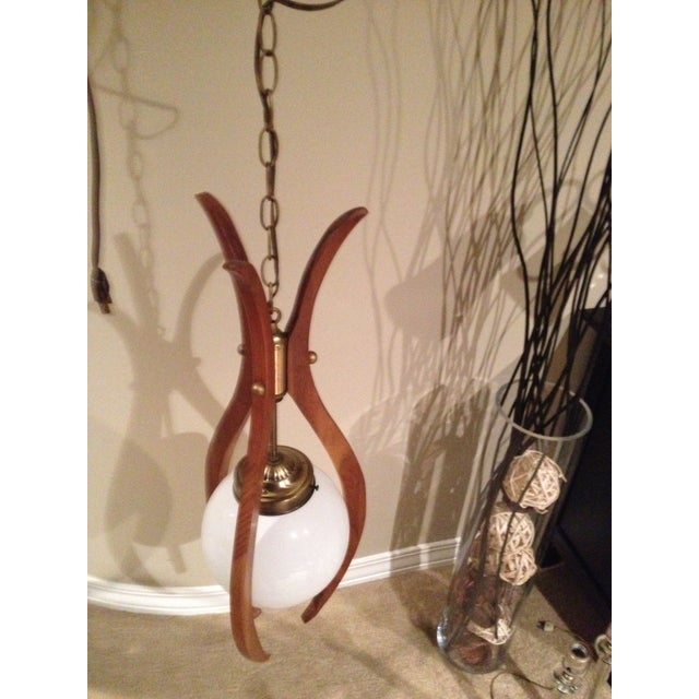 MidCentury Walnut Chain Swag Lamp Chairish