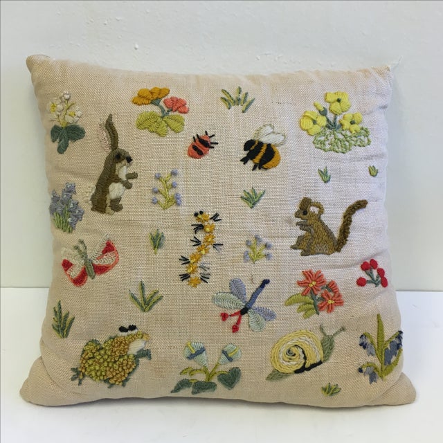 Vintage Insects & Animals Needlepoint Pillow Chairish