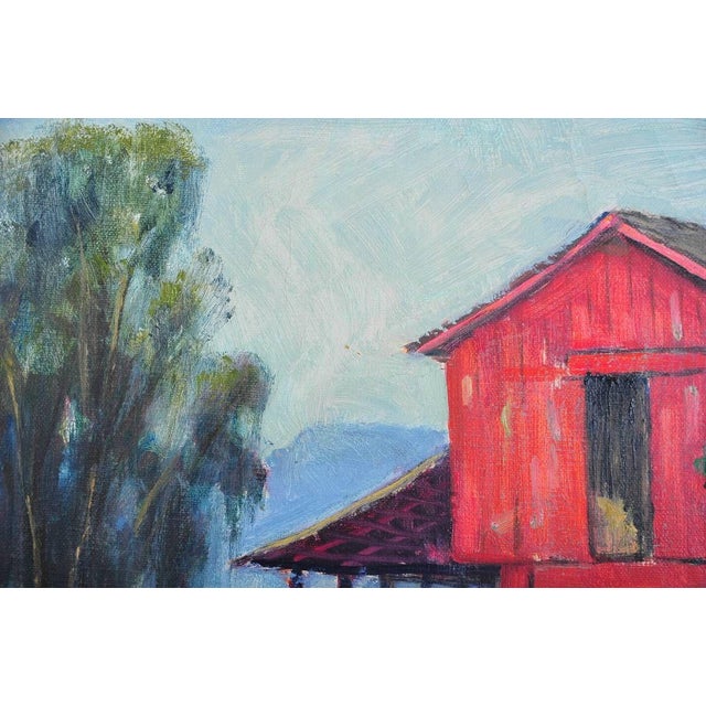 Darwin Duncan MidCentury Red Barn Oil Painting Chairish