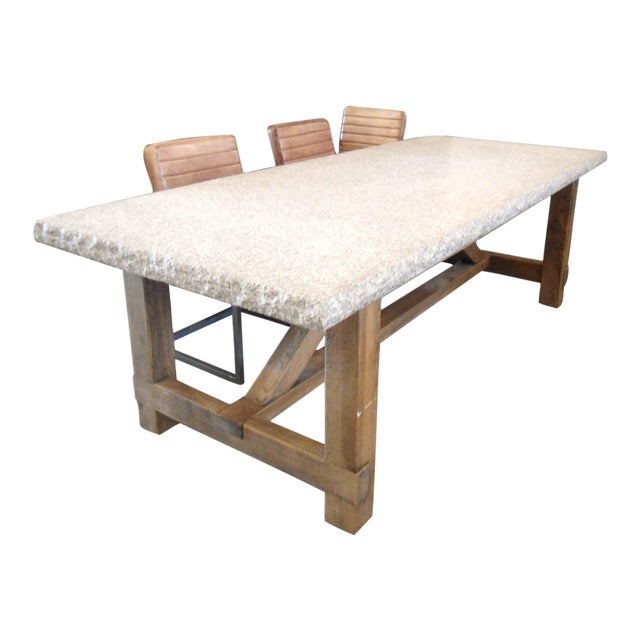 Granite Top Dining Table with Raw Wood Base Chairish