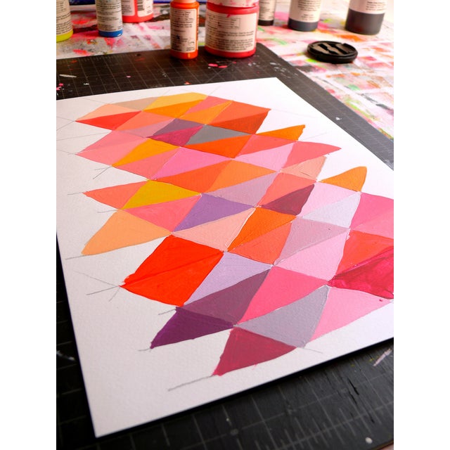 Geometric Pink Mixed Media Painting Chairish