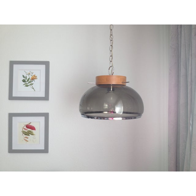 1970s Smoked Glass and Teak Swag Lamp Chairish