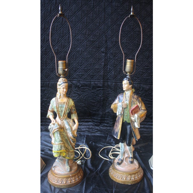 1950's Antique Chalkware Figurine Lamps Chairish