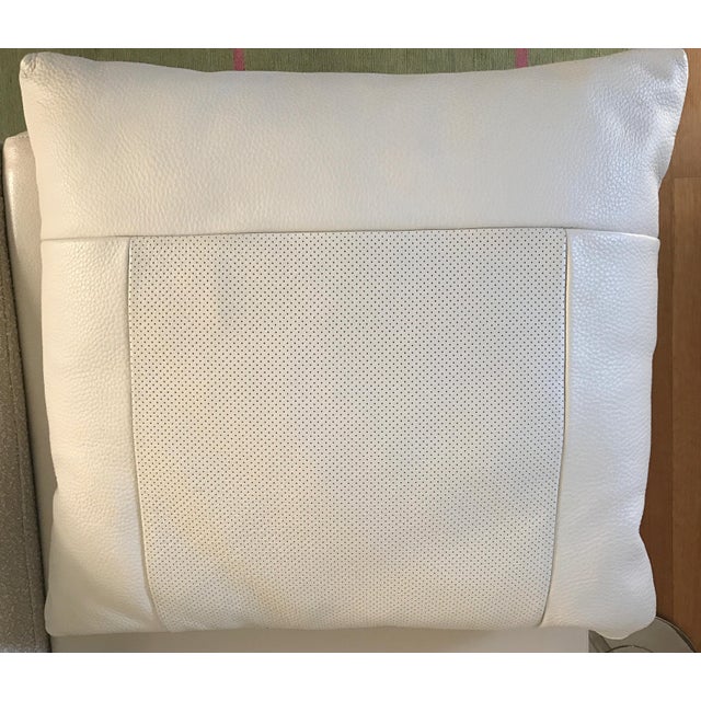 Natuzzi Cream Leather Pillow Chairish