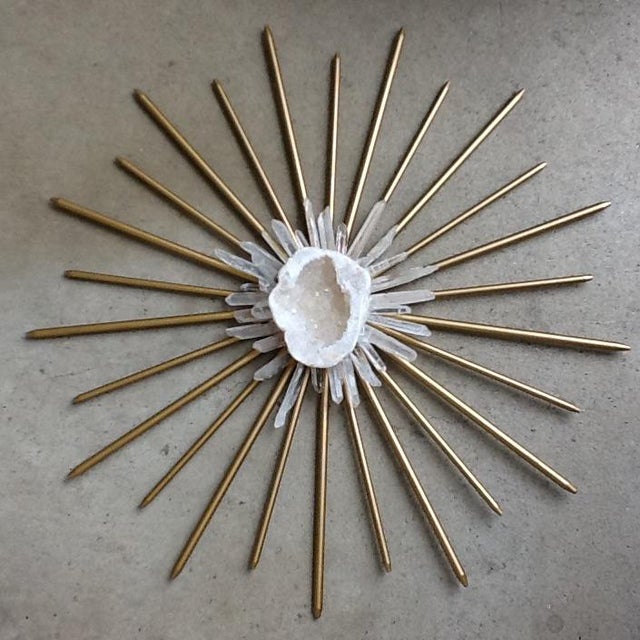 Brass & Raw Crystal Geode Starburst Wall Decor Chairish