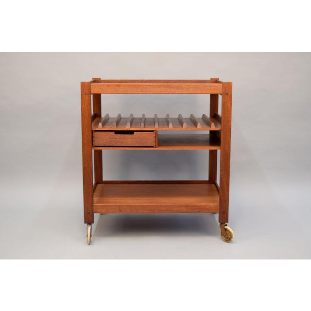 MidCentury Teak Bar Cart With Reversible Serving Tray Chairish