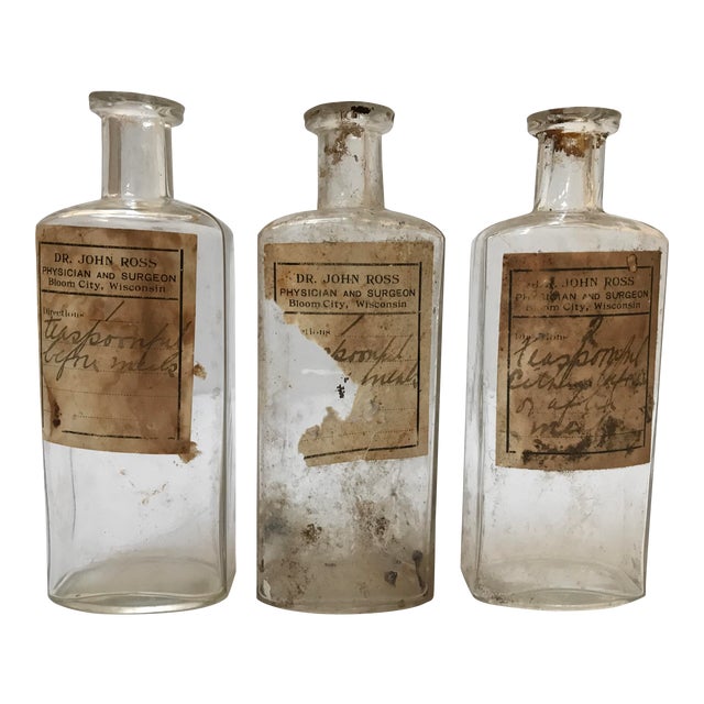 Antique Glass Pharmacy Prescription Bottles Set of 3 Chairish
