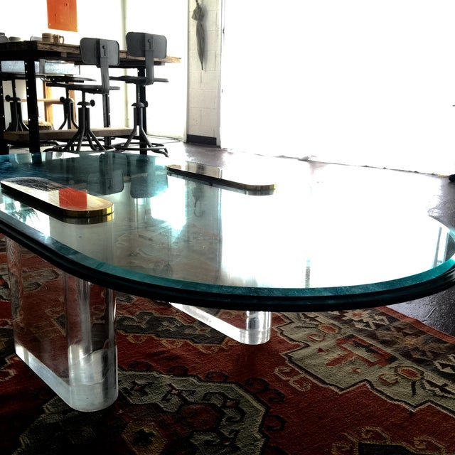 Karl Springer Concept Lucite & Brass Coffee Table Chairish