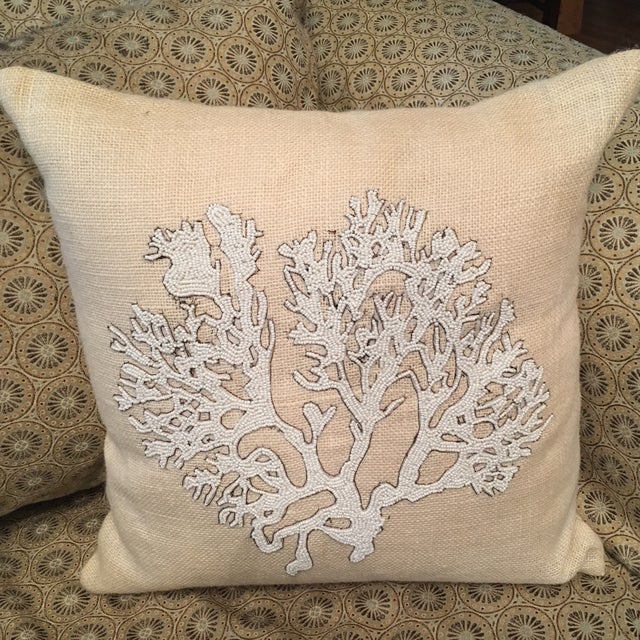Decorative Beaded Coral Accent Pillow Chairish