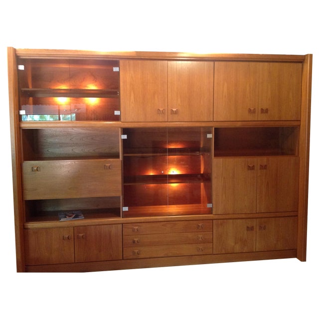 Teak Wood Wall Unit  Chairish