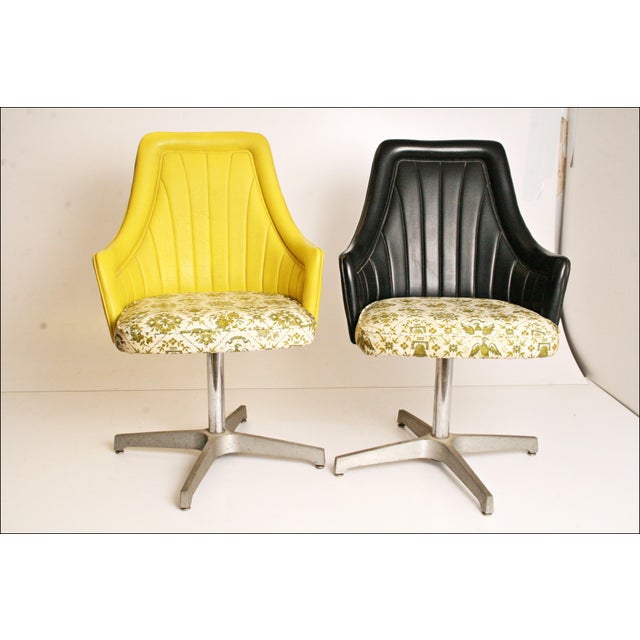 Vintage Yellow Vinyl Dining Chairs - Set of 4 | Chairish