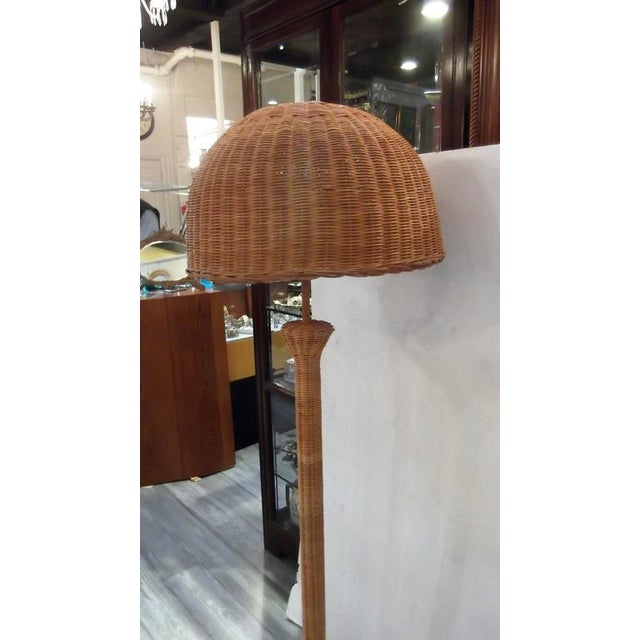 MidCentury Natural Wicker Floor Lamps A Pair Chairish