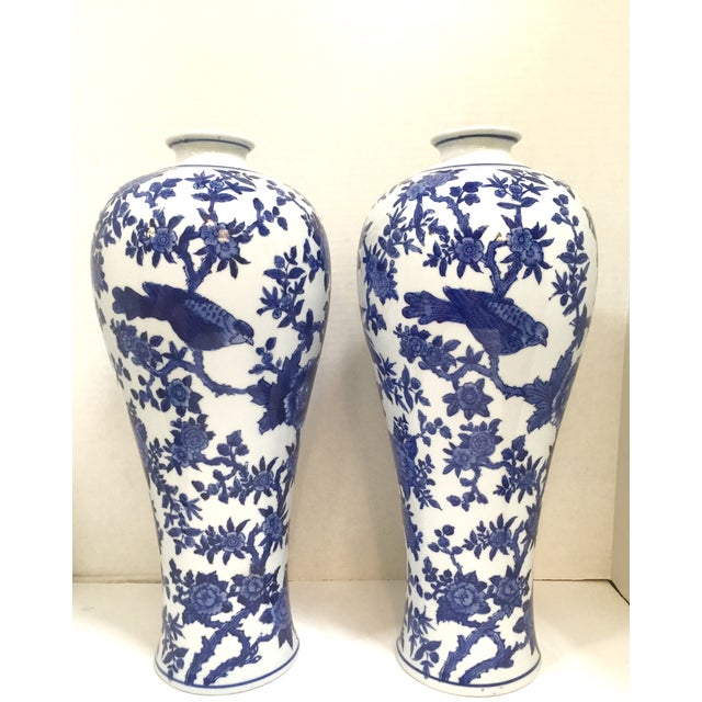 Tall Blue & White Vases Pair Chairish