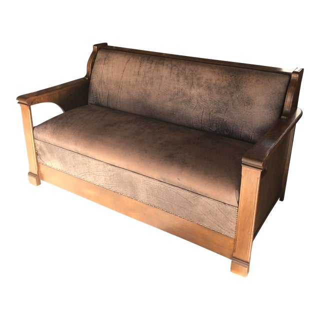 Antique Arts & Crafts Mission Style Quartersawn Davenport Sleeper Oak