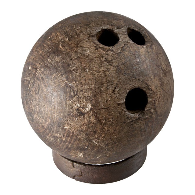 1800s Rare Antique Lignum Vitae Wood Bowling Ball Chairish