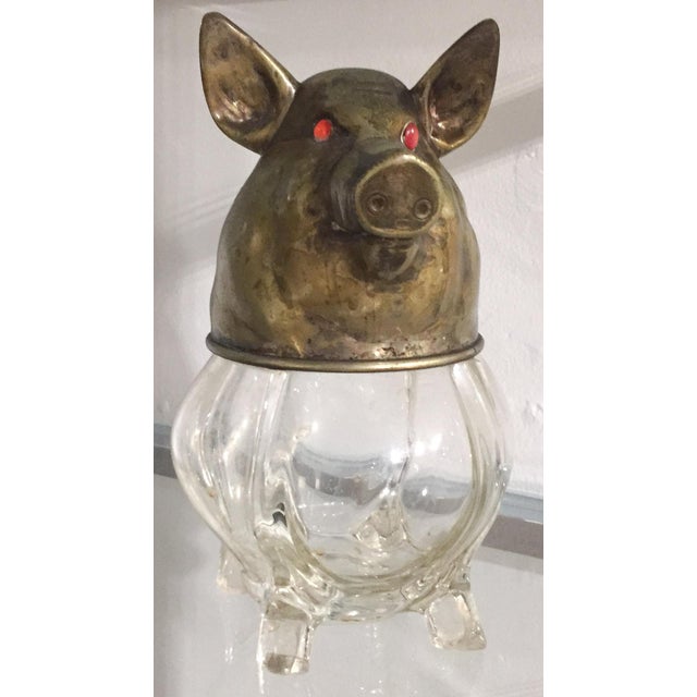 Vintage Glass and Brass Pig Head Jar Chairish