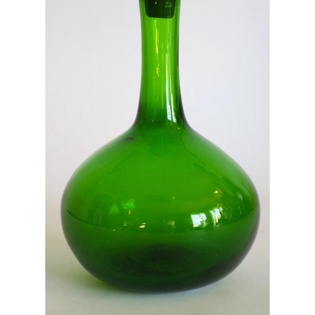 Vintage Blenko Green HandBlown Glass Decanter Chairish