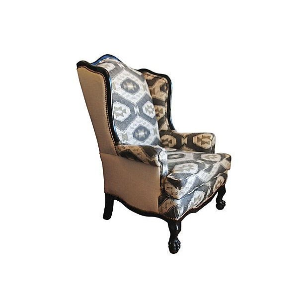 TribalPrint Wingback Chairs A Pair Chairish