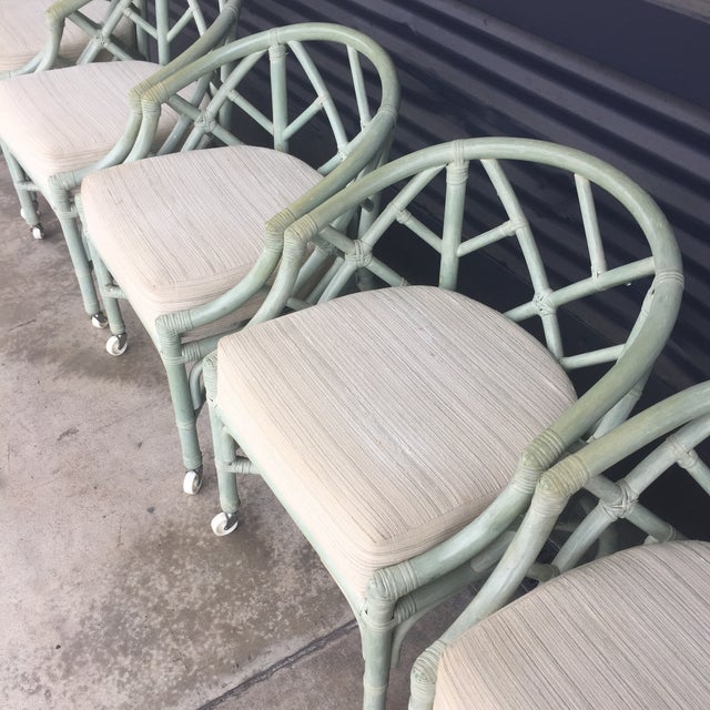 Vintage Ficks Reed Mint Green Rattan Chairs Set of 6 Chairish