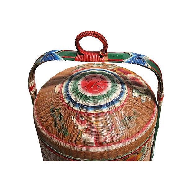 Asian Style HandPainted Stacked Rice Basket Chairish