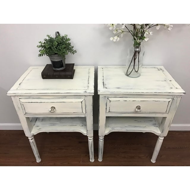 White Distressed Bedside Tables A Pair Chairish