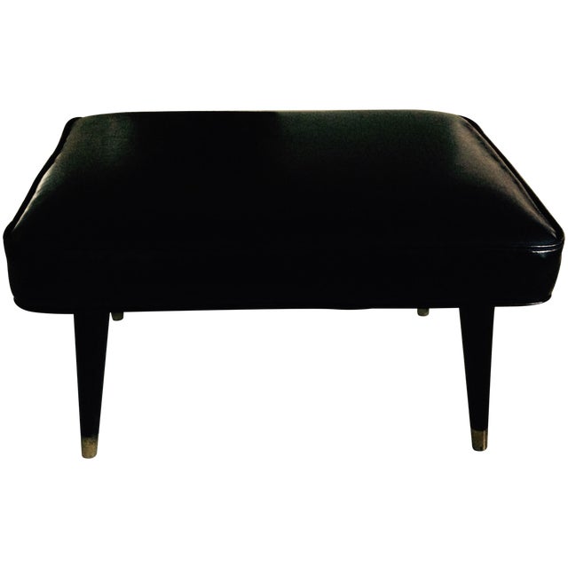 Vintage Black Vinyl Ottoman Chairish