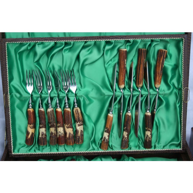 Rostfrei Solingen Germany Stag Handled Cutlery 53 Piece Set Chairish