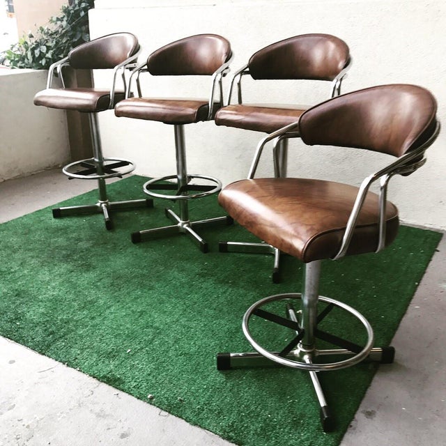 Vintage Samsonite Chrome & Vinyl Barstools Set of 4 Chairish