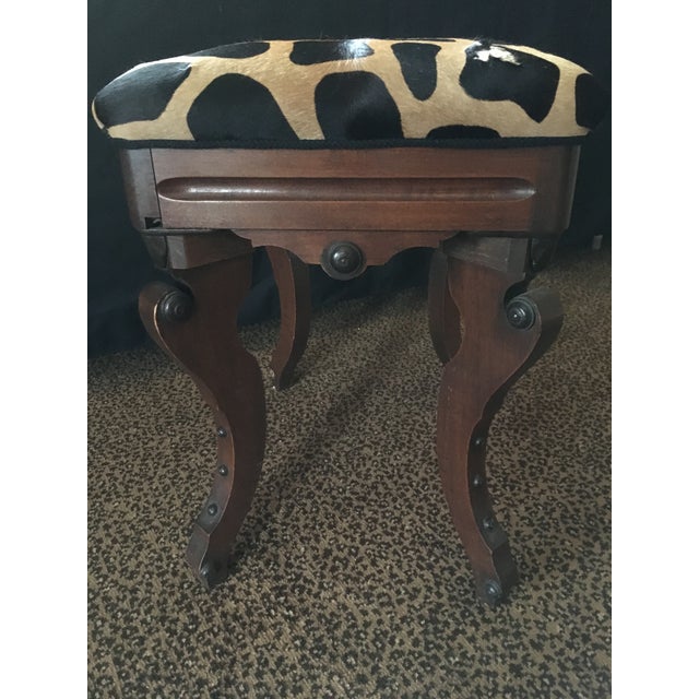 Walnut & Zebra Hide Stool Chairish