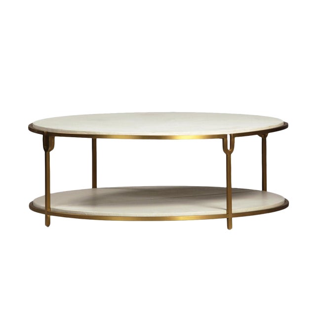 White & Gold Round Coffee Table Chairish